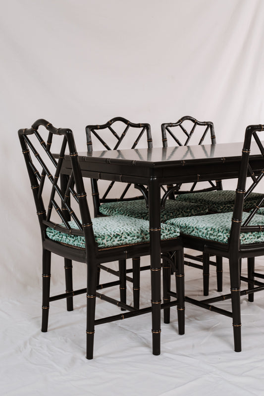 1970's Vintage Faux Bamboo Dining Table & 6 Chair Set