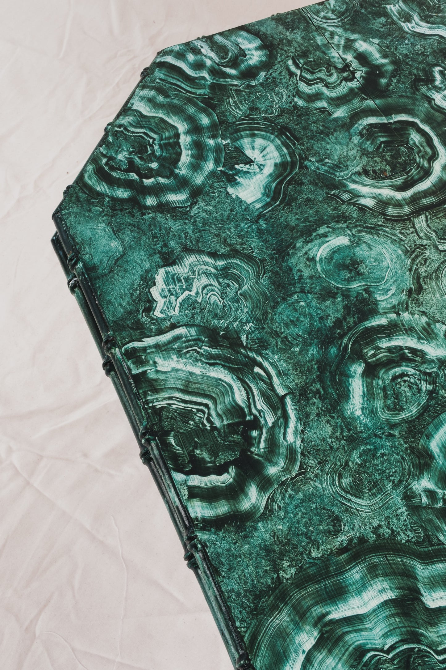 AC X Meg Boscawen - Malachite faux bamboo side table