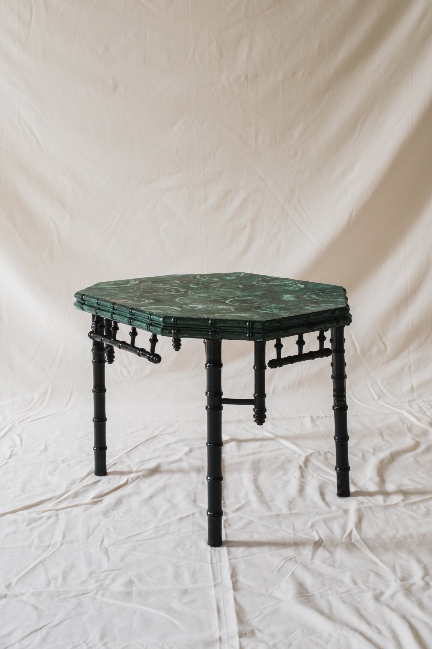 AC X Meg Boscawen - Malachite faux bamboo side table