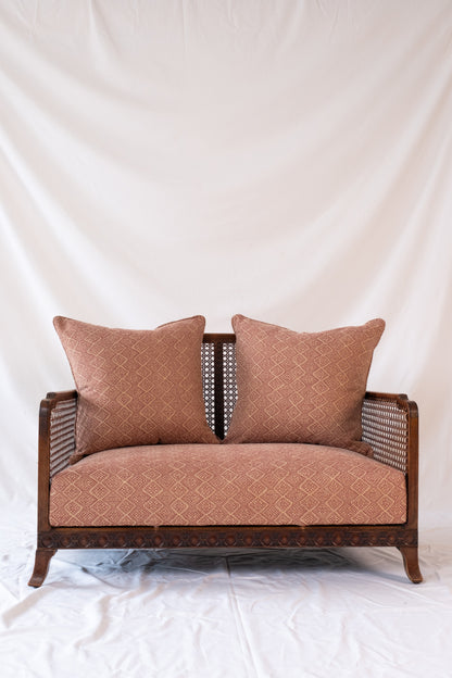 Antique cane rattan two-seater sofa