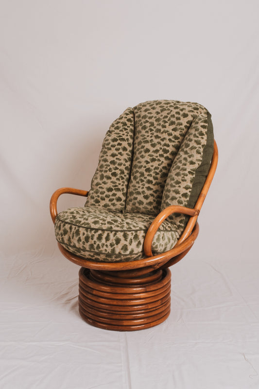 Mid Century Bamboo Swivel Chair